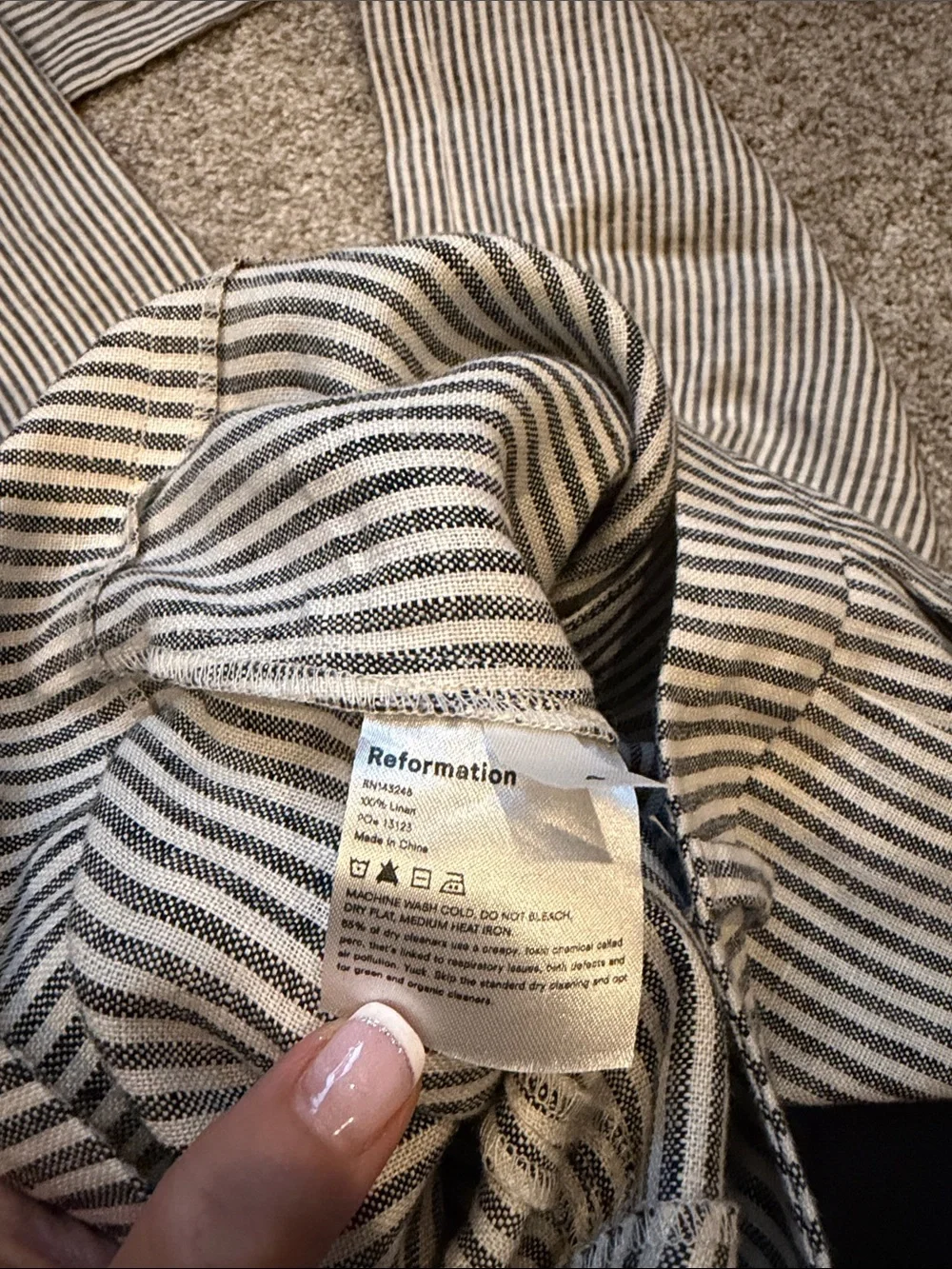 NWOT Reformation Linen Stripe Pant